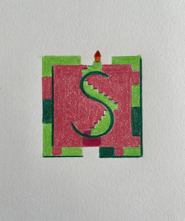 lettre nom ou prénom crayon couleur sur papier